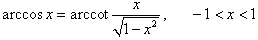 выражение арккосинуса через арккотангенс