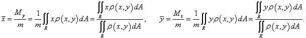 координаты центра масс пластины