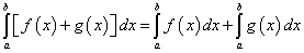 определенный интеграл от суммы функций f(x)+g(x)