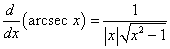 производная arcsec x