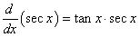 производная sec x