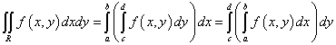 выражение двойного интеграла в прямоугольной области через повторный интеграл