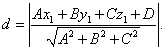 формула расстояния от точки до плоскости