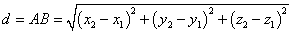 расстояние между точками в трехмерном пространстве