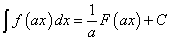 неопределенный интеграл от функции с аргументом ax