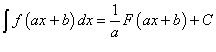 неопределенный интеграл от функции с аргументом ax+b