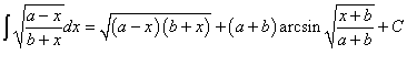 интеграл от дробно-линейной функции вида (a-x)/(b+x) под знаком корня