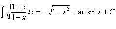 интеграл от дробно-линейной функции вида (1+x)/(1-x) под знаком корня