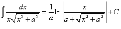 интеграл от иррациональной функции вида 1/[x*sqrt(x^2 + a^2)]