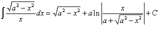 интеграл от иррациональной функции вида sqrt(a^2 - x^2)/x