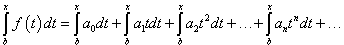 почленное интегрирование степенного ряда в пределах от b до x