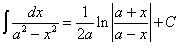 интеграл от рациональной функции вида 1/(a^2-x^2)