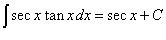 интеграл от произведения секанса и тангенса