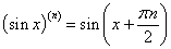 производная n-го порядка от функции синус