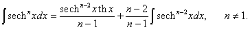 формула редукции для интеграла от гиперболического секанса в степени n
