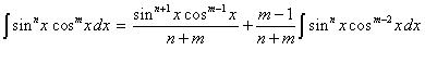 формула редукции для интеграла от функции (sin x)^n*(cos x)^m