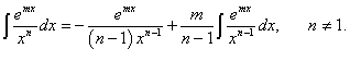 формула редукции для интеграла от функции exp(mx)/x^n