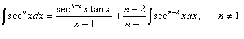 формула редукции для интеграла от секанса в степени n