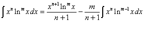 формула редукции для интеграла от функции x^n*(ln x)^m