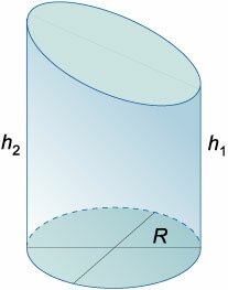прямой круговой цилиндр со скошенным основанием