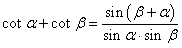 сумма двух котангенсов