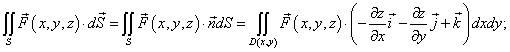 поверхностный интеграл второго рода в случае явно заданной поверхности (внешняя нормаль)